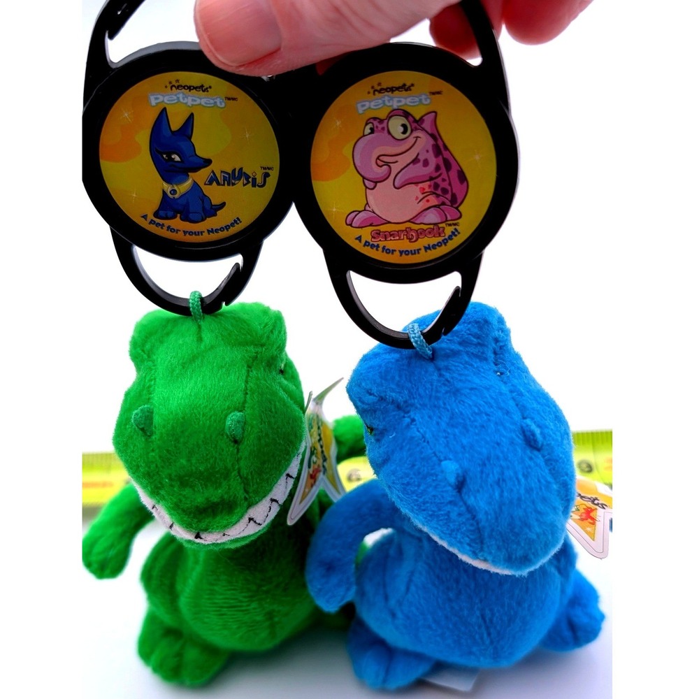 Neopets Petpet Plush Clips 2005 McDonalds Grarrl Green Blue Anubis Snarhook Set